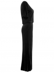 Fashion Women's Half Sleeve Side Slit Round Neck Maxi Dress
