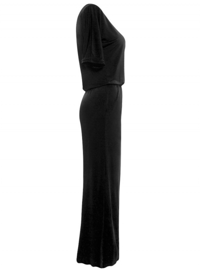 Fashion Women's Half Sleeve Side Slit Round Neck Maxi Dress stylesimo.com