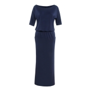 Fashion Women's Half Sleeve Side Slit Round Neck Maxi Dress