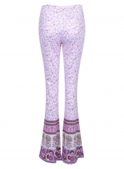 High Waist Printed Slim Fit Flared Casual Pants