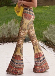 Women's Slim Fit High Waist Printed Flare Pants