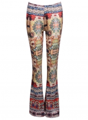 Women's Slim Fit High Waist Printed Flare Pants