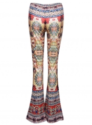 Women's Slim Fit High Waist Printed Flare Pants