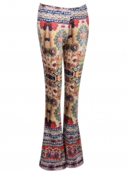 Women's Slim Fit High Waist Printed Flare Pants