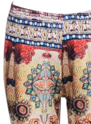 Women's Slim Fit High Waist Printed Flare Pants