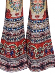 Women's Slim Fit High Waist Printed Flare Pants