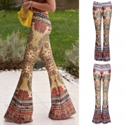 Women's Slim Fit High Waist Printed Flare Pants