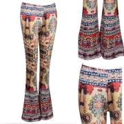 Women's Slim Fit High Waist Printed Flare Pants