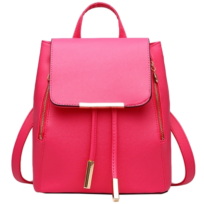 Women's PU Leather Drawstring Zipper Backpack YOUYOUFASHIONEC.com