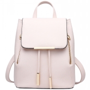 Women's PU Leather Drawstring Zipper Backpack