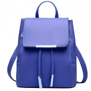 Women's PU Leather Drawstring Zipper Backpack