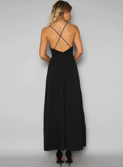 Vogue Women's Halter Backless Floral Embroidery Dress stylesimo.com