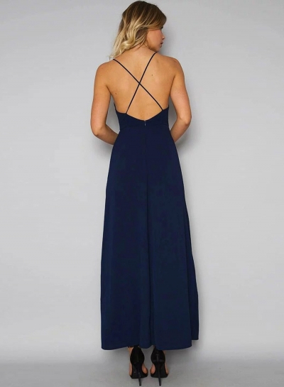Vogue Women's Halter Backless Floral Embroidery Dress stylesimo.com