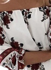 Women's PUff Sleeve Off Shoulder Floral Printed Maxi Dress