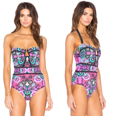 Women S Strapless Printed One Piece Swimsuit Stylesimo Com