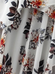 Fashion Halter Backless Floral Printed Asymmetrical Dress