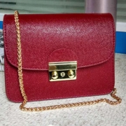 Women's PU Leather Cross Chain Shoulder Flap Bag