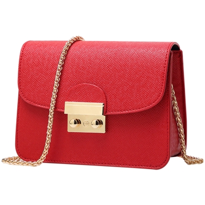 Women's PU Leather Cross Chain Shoulder Flap Bag YOUYOUFASHIONEC.com