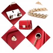 Women's PU Leather Cross Chain Shoulder Flap Bag