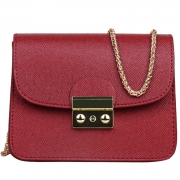 Women's PU Leather Cross Chain Shoulder Flap Bag