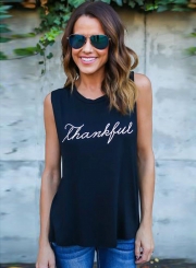Women's Casual Sleeveless Letter Printed Pullover Tank