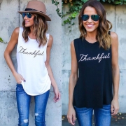Women's Casual Sleeveless Letter Printed Pullover Tank