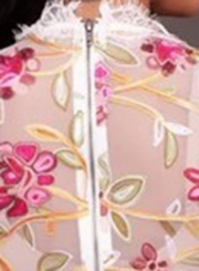 Women's Sleeveless Floral Printed Pattern Mesh Jumpsuit