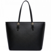 Women's Zipper PU Leather Tote Shoulder Bag