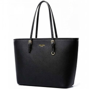 Women's Zipper PU Leather Tote Shoulder Bag