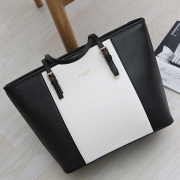 Women's Zipper PU Leather Tote Shoulder Bag