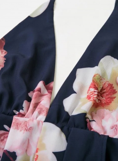 Fashion Deep V Neck Floral Printed High Slit Maxi Dress stylesimo.com