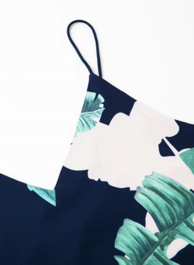 Sleeveless Spaghetti Strap Palm Printed Mini Dress stylesimo.com