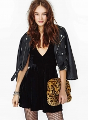 V Neck Sleeveless Back Cross Strap Mini Night Club Dress