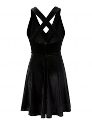 V Neck Sleeveless Back Cross Strap Mini Night Club Dress