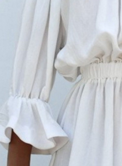 Half Sleeve Off Shoulder Elastic Waist Casual Dress stylesimo.com