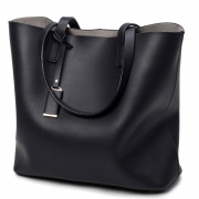 Women's PU Leather Solid Tote Shoulder Bag