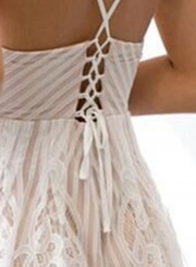Women's Spaghetti Strap Backless Floral Lace Romper