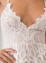 Women's Spaghetti Strap Backless Floral Lace Romper