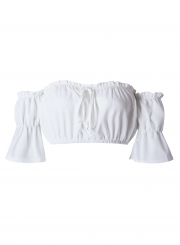 Women's Off Shoulder Short Sleeve Ruffle Crop Top