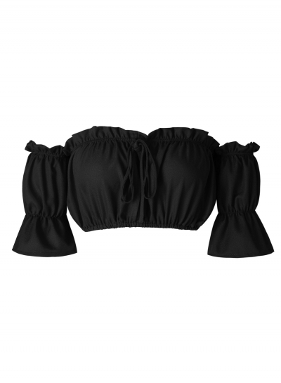 Women's Off Shoulder Short Sleeve Ruffle Crop Top stylesimo.com