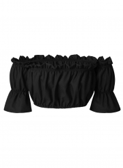 Women's Off Shoulder Short Sleeve Ruffle Crop Top