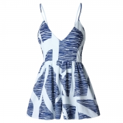 Color Block Spaghetti Strap V Neck Sleeveless Loose Romper