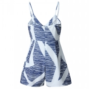 Color Block Spaghetti Strap V Neck Sleeveless Loose Romper