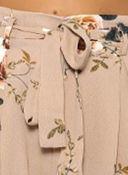 Fashion Women's Floral Printed Ruffle Loose Shorts with Belt