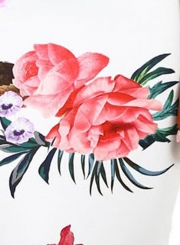 Fashion Off Shoulder Floral Bodycon Midi Night Club Dress