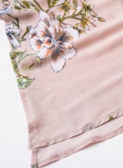 V Neck Sleeveless Backless Floral Printed Maxi Bohemian Dress