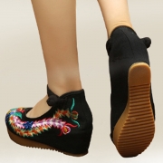 Women's Embroidery Platform Wedge Heels Old Beijing Shoes