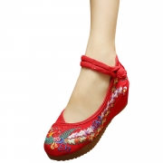 Women's Embroidery Platform Wedge Heels Old Beijing Shoes