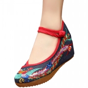 Women's Embroidery Platform Wedge Heels Old Beijing Shoes