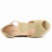 Women's Peep Toe Buckle Wedge High Heels Sandals
